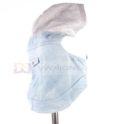 پارچه جین نخی توله سگ هودی آبی لباس شستشو پرنعمت XS-XL
