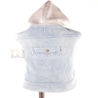 پارچه جین نخی توله سگ هودی آبی لباس شستشو پرنعمت XS-XL