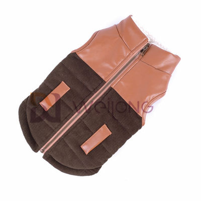 یقه چرمی Corduroy یقه سگ زیپ دار ژاکت بربری گرم کت زمستانی سگ XS-XL