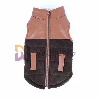 یقه چرمی Corduroy یقه سگ زیپ دار ژاکت بربری گرم کت زمستانی سگ XS-XL
