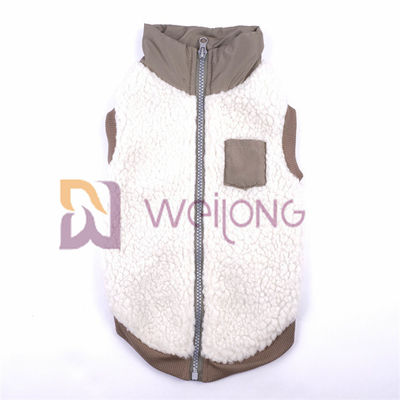 ژاکت نقره ای زیبا زیپ Berber Fleece Pet Jacket 2*2 RIB کت سگ کم بدن برای زمستان