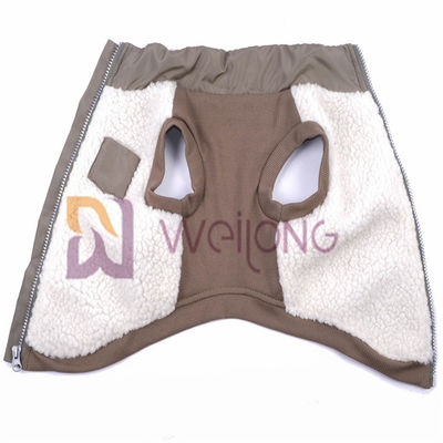 ژاکت نقره ای زیبا زیپ Berber Fleece Pet Jacket 2*2 RIB کت سگ کم بدن برای زمستان