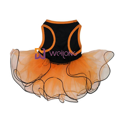 کدو تنبل / جمجمه Tulle دامن هالووین حیوانات خانگی تزئین کمان CVC Jersey