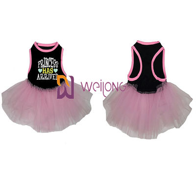 Tulle Ruffles لباس های سگ کوچک آستین و گشاد یقه گرد لباس سگ صورتی