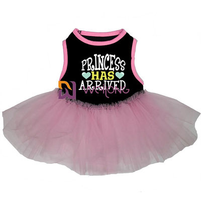 Tulle Ruffles لباس های سگ کوچک آستین و گشاد یقه گرد لباس سگ صورتی