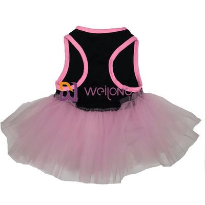 Tulle Ruffles لباس های سگ کوچک آستین و گشاد یقه گرد لباس سگ صورتی