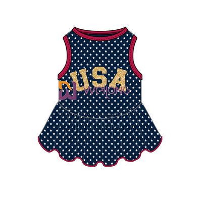 Glitter Print USA Rubber Star CVC پیراهن سگ پیراهن مردانه سفارشی
