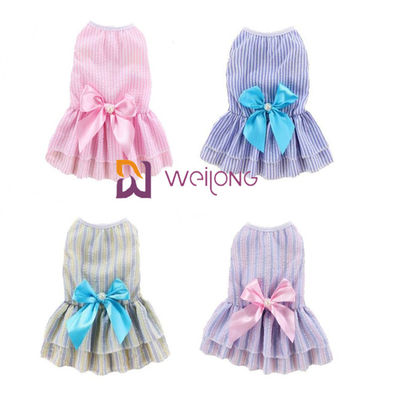 لباس های سگ ناز رنگی قابل تنظیم Saten Bow Cotton Seersucker