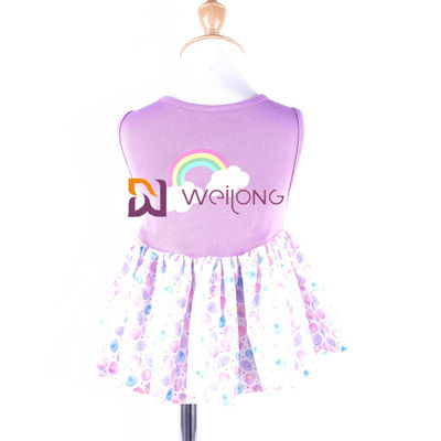 لباس مجلسی CVC Jersey Rainbow Pet Dress چاپ دیجیتالی دامن توتو سگ Pongee