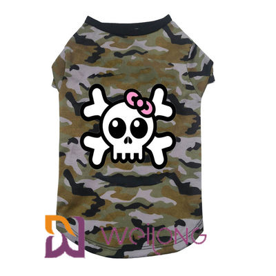 تی شرت Poly Camo Skull Halloween Pet Tog for Dog 100٪ Poly Jersey 180G