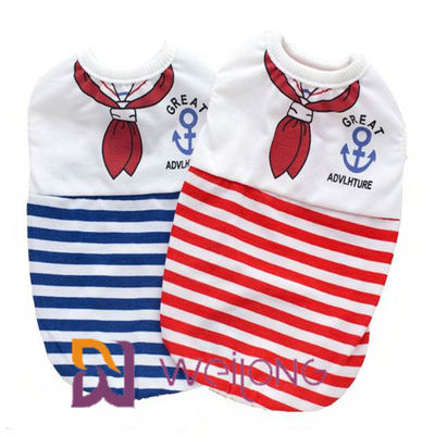 تی شرت سفارشی چاپی ملوان Anchor Stripe Pet T برای توله سگ 100٪ پنبه